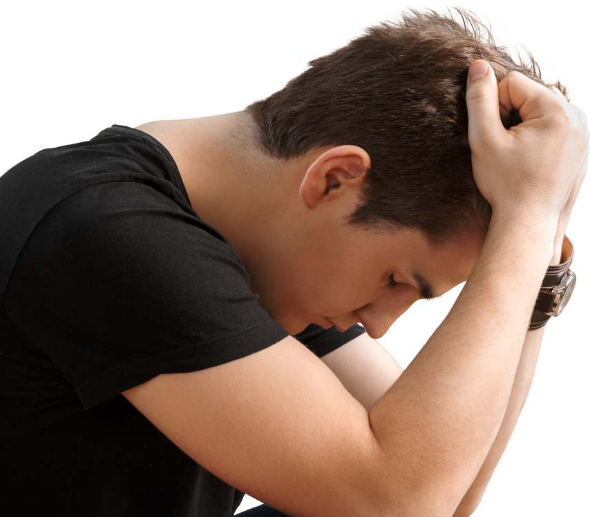 Sad and Worried Young Man